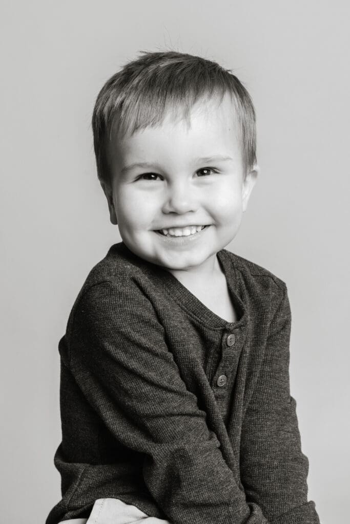 Daycare photo day portrait with neutral studio background