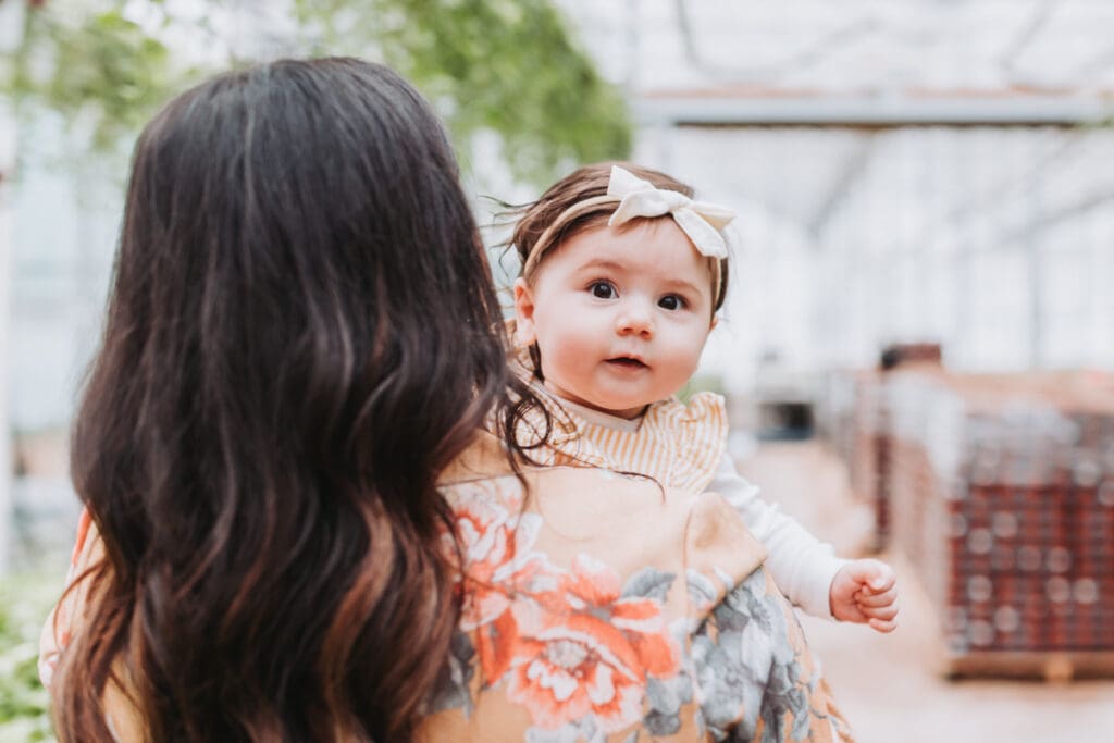 Close connection between parent and child during a natural light family session in BC