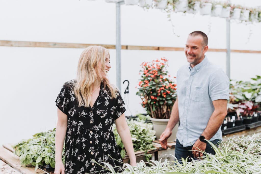 Lifestyle family photography session inside a bright Vancouver greenhouse