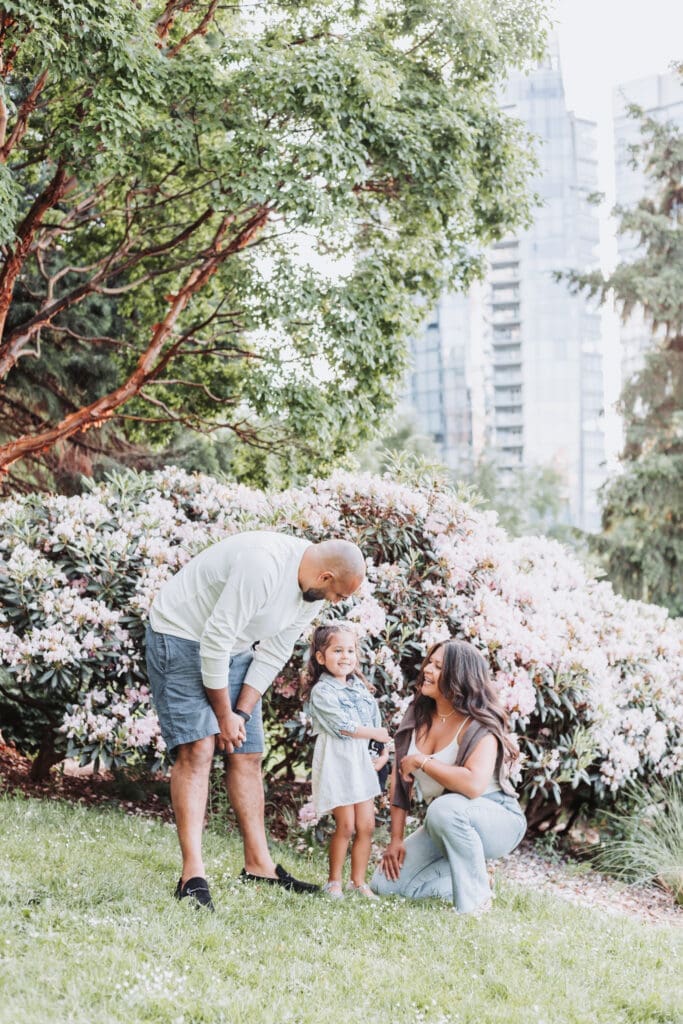 Parents and child during a Coal Harbour family photography session
